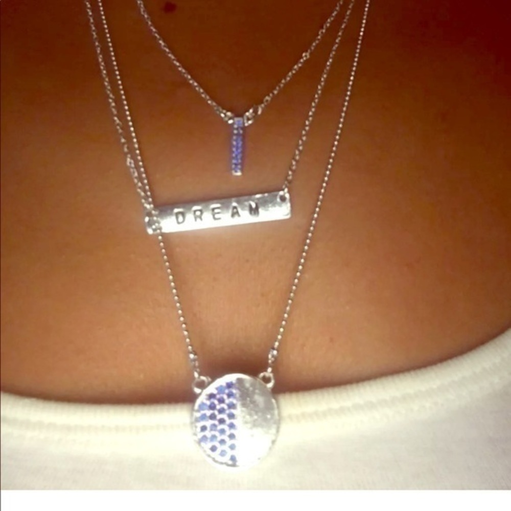 Periwinkle Silver Affirmation DREAM necklace